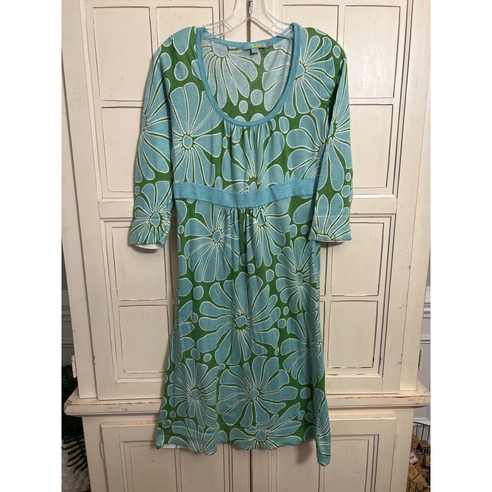 Boden size 10 tall blue & green knit midi dress
